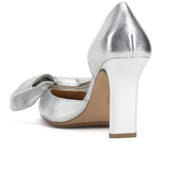Vince Camuto Burke Bow Pump Silver Metallic Holiday Party Event Heels NWOB 10 - Picture 6 of 7